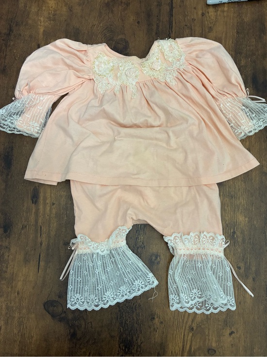 Vintage Other - Vintage Peach Lace Baby 6 months Two Piece Outfit